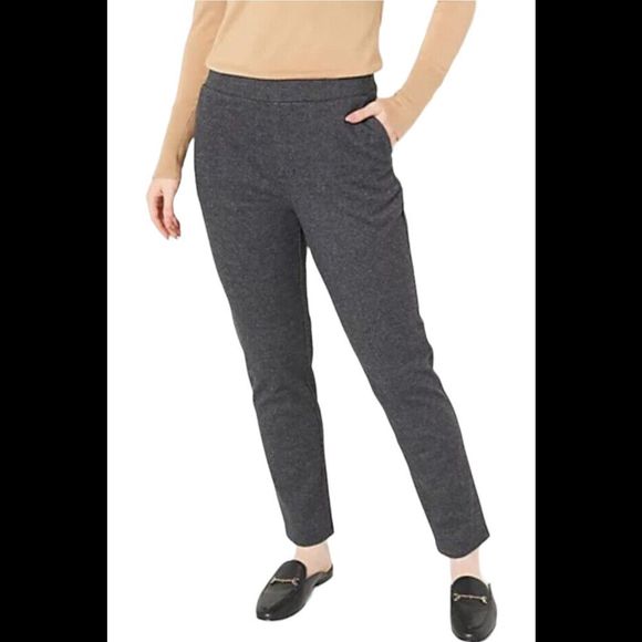 GRAVER Susan Graver Jacquard Knit Ankle Pants Charcoal - Petite - Picture 1 of 1
